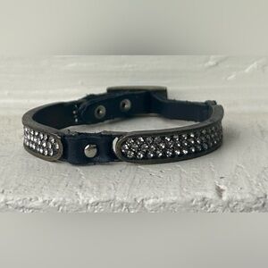 NWOT Brown Leather & Crystal with Antique Brass Accents